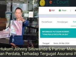 Atas Dugaan Perbuatan Melawan Hukum PN Jak.Bar Mewajibkan Asuransi PDL, Bayar Nasabahnya Teo Kwan Seng !