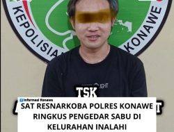 Satresnarkoba Polres Konawe Kembali Berhasil Menangkap RAP Terduga Pengedar Narkoba Jenis Sabu di Kelurahan Inalahi