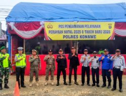 Personel Gabungan Pospam Nataru 2025 – 2026, Polres Konawe Siaga Penuh, Pastikan Situasi Aman dan Kondusif